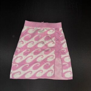 Pink and White waves Patterned Women's Skirt